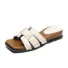 Sandalias de cuña de suela gruesa de verano para mujer Chuyuji, cómodas para usar al aire libre, chanclas de una tira con punta cuadrada, talla grande