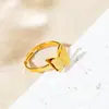 Moda Cruzada Europeia e Americana Simples Banhado a Ouro Borboleta Tridimensional de Aço Inoxidável Anel Aberto Ajustável Joias Acessórios Yiwu