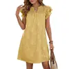 Vestido Floral Plissado de Manga Curta com Gola V e Duas Babados Estilo Verão Novo Tk Europeu e Americano