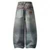 Jeans de Pierna Ancha con Cintura Doble Estampado de Leopardo Impreso en 3D Estilo Americano Vintage con un Diseño Único para Hombres y Mujeres