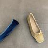 Musi Zapatos Planos Cuadrados de Gamuza Estilo Francés con Lazo 2024 Primavera y Otoño Nuevos Zapatos Mary Jane con Plataforma Interna