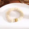 Goma para el pelo de felpa Maillard Otoño e Invierno con Alta Elasticidad y Pedrería, Cuerda para moño de pelo de alta gama, Goma elástica para el pelo para mujer