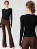 Roupa de ginástica top roupa de yoga feminina 2026 novo conjunto de manga longa esportivo para corrida de alta qualidade roupas de treino para Pilates