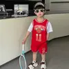 Traje Deportivo de Verano para Niños, Conjunto de Dos Piezas de Manga Corta de Verano para Niños, Delgado y Elegante, Pantalones Cortos de Secado Rápido, Uniforme de Baloncesto