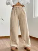 Suéter de Mujer de Comercio Exterior Europeo y Americano Nuevo Otoño e Invierno Color Sólido Moda Felpa Pantalones Casuales Sueltos y Relajados Pantalones Cálidos de Felpa para Mujer