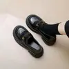 Zapatos sin cordones para persona perezosa Otoño Versátiles de suela gruesa para mujer Estilo británico Tacón grueso Zapatos pequeños de cuero Hebilla metálica Mocasines de un paso Nuevo estilo 2026