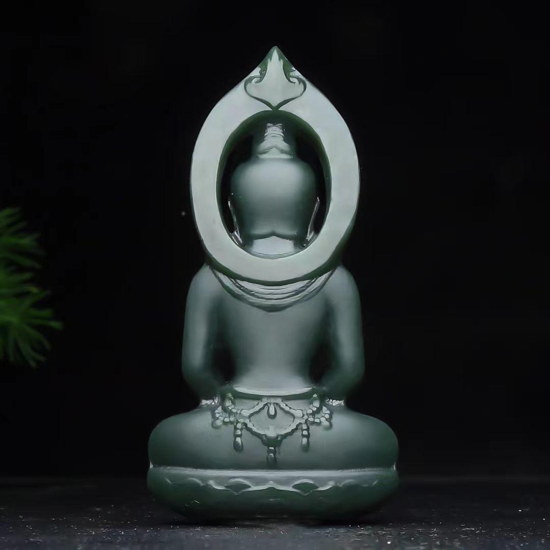 智贝详情图_2阿里一元拍卖新疆和田玉观音踏青细料玉坠挂件立体