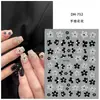 Adesivos de Arte para Unhas Flor de Cinco Pétalas Preto e Branco com Base Adesiva Plana, Versátil e Fresco Pequena Flor Preto e Branco Adesivos DIY para Unhas Estilo Dh