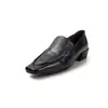 Mocasines elegantes estilo francés de 3.5 cm, nuevo modelo verano 2026, punta cuadrada, tacón grueso, zapatos de cuero slip-on