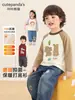 Kaka Panda Camada Base Plush Infantil Meninas Manga Longa Camiseta Roupas de Inverno Meninos Camada Base de Inverno Bebê Top