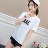 Selecionado Feminino Verão 2019 Nova T-shirt Feminina de Manga Curta Estampada Solta Top Coreano Pulôver 9.9