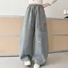 Pantalones de Chándal para Niñas con Estampado de Estrellas 2026 Otoño Nuevos Holgados de Pierna Ancha Deportivos para Niños Mayores Estilo Coreano Casual de Moda