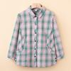 Camisa a cuadros para mujer de mediana edad y anciana, top de algodón para mujer, camisa de primavera y verano para madre de talla grande, camisa fina de estilo occidental