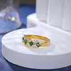 Anillo de Fila de Esmeraldas Vintage de Plata 925 para Mujer 2024 Nuevo Llegada Estilo Coreano Moda Versátil Estilo Ins Sentido del Diseño Anillo de Diamante Joyería