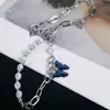 Collar de Mariposa Dulce y Fresco para Mujer, Empalme de Perlas, Diseño de Nicho, Cadena Estilo Hip-Hop Minimalista Ins, Cadena para la Clavícula