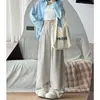Pantalones de Seda de Hielo Caídos Yamamoto para Mujer, Verano Delgados 2025 Nuevos de Cintura Alta Color Blanco Crudo Rectos Casuales de Traje Pantalones de Pierna Ancha