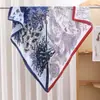 Estilo Nuevo Primavera y Verano Patrón de Rayas Irregulares 90 Nube Satén Cuadrado Bufanda para Mujer Versátil Bufanda de Seda Bufanda para Cuello Chal Protector Solar