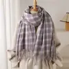 Bufanda Chal de Imitación Cachemir a Cuadros Elegante Retro para Otoño e Invierno para Hombres y Mujeres, Bufanda de Borlas Cálida y de Moda para el Trayecto Diario, para Parejas