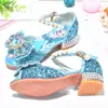 Sandálias Aisha Salto Alto para Meninas Verão Novo Pequena Princesa Congelante Sapatos Infantis Passarela Sapatos de Cristal