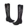Comércio Exterior Botas Ocidentais Femininas 34-45 Outono Inverno Botas Altas Transfronteiriças Bico Redondo Calçar Botas Femininas Plus Size Botas de Salto Alto