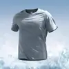 Camiseta de Manga Corta Estilo Perezoso Transfronteriza para Hombre, Top Deportivo Delgado de Verano, Ropa de Fitness Transpirable para Correr de Media Manga, Estilo Nuevo