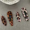 Pinza para el pelo de imitación de gamuza con estampado de leopardo en forma de gota de agua para flequillo, estilo coreano, pasador ovalado para niñas