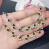 Pulsera nueva plata 925 con incrustaciones de diópsido natural multigrano para dama talla pequeña combinable ventas directas de fábrica