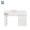 Mesa de Manicure Rosa Dourada Mais Vendida Transfronteiriça com Aspirador Embutido, Apoio de Pulso, Gaveta e Armazenamento Compartimentado, Mesa de Manicure para Atacado