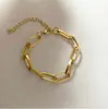 Joyería transfronteriza europea y americana punk geométrico pulsera de cadena doble gruesa hip hop ins pulsera de cadena metálica fresca y moderna