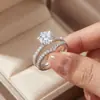 Temu Lança Novas Joias: Anel de Prata Esterlina S925 com Moissanita, Anel Feminino de Luxo Leve Nicho High-End, Conjunto de Anéis Femininos