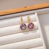 Pendientes Populares Europeos y Americanos Pendientes Populares Oro 14K Acero Inoxidable Incrustados con Diamantes de Colores Pendientes Cuadrados Pendientes de Diseño Nicho Venta al por Mayor