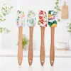 Espátula Pequeña de Silicona, Cuchillo Mezclador de Crema Resistente a Altas Temperaturas, Raspador de Mantequilla con Mango de Madera, Herramienta para Hornear Pasteles en Casa, En Stock