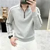 Sudadera con media cremallera cepillada estilo europeo transfronteriza para hombre 2026 Otoño/Invierno Nueva moda casual capa base sudadera de manga larga para hombre