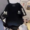 Camiseta impresa de manga corta estilo callejero americano de moda para hombres y mujeres, jersey de cuello redondo de peso pesado con diseño único, top de manga corta, estilo ins