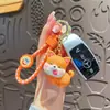 Llavero de perro de madera de dibujos animados creativos para niñas, colgante lindo de cachorro para pareja, máquina para bebés, pequeño regalo al por mayor