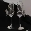 Copos de Brinde Criativos de Nicho com Strass DIY Pacote de Material DIY Copos de Champanhe Copos de Haste Longa um Par Presente de Casamento