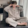 Pijama Masculino Algodão Nuvem Manga Longa Estilo Primavera e Outono Crianças Médias e Grandes Desenho Animado Roupas de Casa Adolescentes Podem Ser Usadas Fora Conjunto