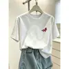 Camiseta feminina de manga curta 100% algodão, moderna, casual, versátil, estilosa, que rejuvenesce, top rosa lótus, verão 2026
