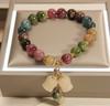 Pulseras de Turmalina de Colores y Geniales, Pulseras con Colgante de Flor de Muguete de Lujo Ligero de Nicho, Regalos Exquisitos para Novias y Mejores Amigas