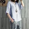 Otoño e Invierno Transfronterizo Nuevo Deseo Comercio Exterior para Mujer Manga Murciélago Rayas Algodón Verano Casual Top Camiseta Stock