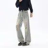 Calça jeans destroyed de estilo de rua, tingida com lama, resistente, da moda, estilo americano, unissex, para primavera e outono, calça reta da moda high-street lavada para homens