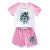 Meu Mundo Meninos e Meninas Conjunto Verão 2023 Novo Meninos Soltos Crianças Camiseta de Manga Curta Shorts Conjunto de Duas Peças