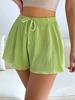 Shorts de Playa Casuales de Color Sólido con Volantes de Verano Transfronterizos, Shorts Dulces Sueltos de Seda Helada Ultradelgada Estilo Vacaciones para Mujer