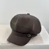 Sombrero octogonal de color liso, estilo retro japonés, para circunferencia de cabeza grande, otoño e invierno, boina versátil para adelgazar el rostro, estilo británico nuevo, para artista