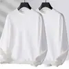 Moletom masculino, novo modelo primavera e outono 2025, gola redonda, corte solto, blusa de outono sem capuz, jaqueta de manga comprida para adolescentes