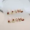 Roupão de cachorrinho estrelado unha destacável unha de estrela adesivo de unha adesivo de unha adesivo de unha de cabeça redonda curta