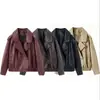 Moda femenina europea y americana transfronteriza AliExpress artículo más vendido chaqueta biker casual elegante de piel sintética con solapa grande y corte holgado