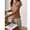 Diseño Artístico Polo Solapa Pequeña Chaqueta Cardigan Tejida 2024 Otoño Nuevo Suéter 100% Merino