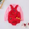 Calça Infantil Marca Tendência Roupa Infantil Calça Jardineira com Cauda de Dinossauro Meninos e Meninas Calça Tian Ji Calça Inteira Bordada Completa com Abertura no Gancho