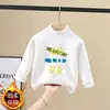 Camada Base Térmica de Pelúcia para Meninos Outono e Inverno Kids Estampa de Desenho Animado Top Interno Quente Gola Semi-Alta Manga Longa Camiseta Versátil